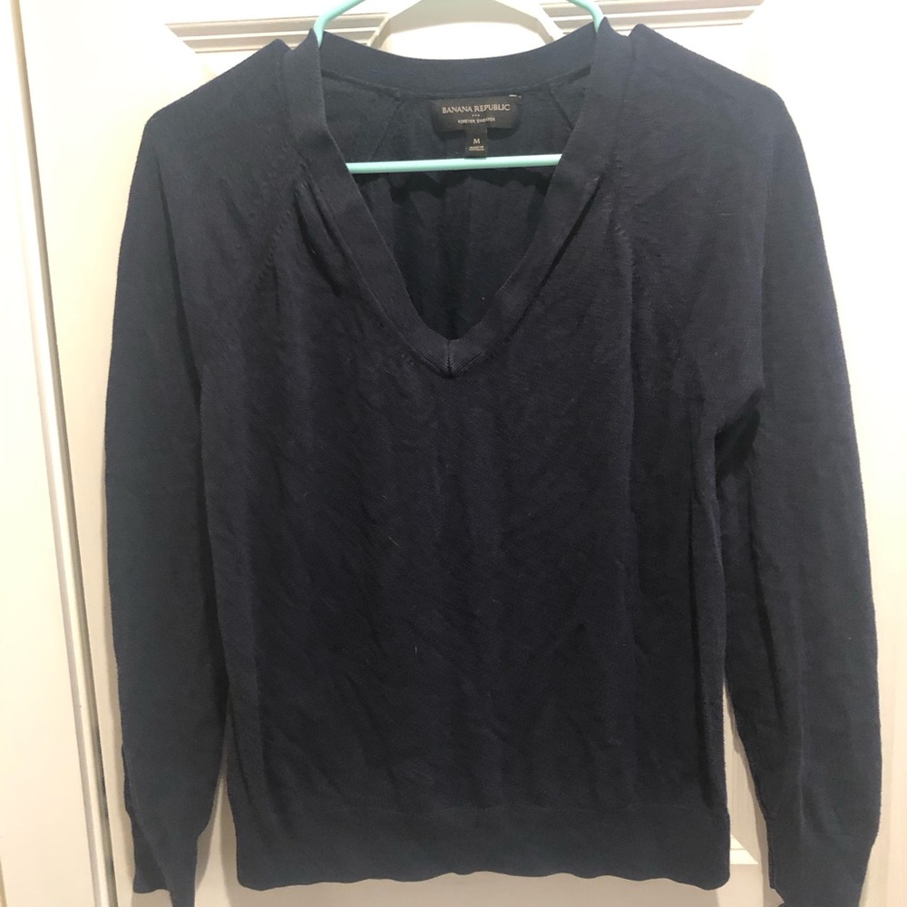 Banana Republic Women's Deep Blue V-Neck Sweater